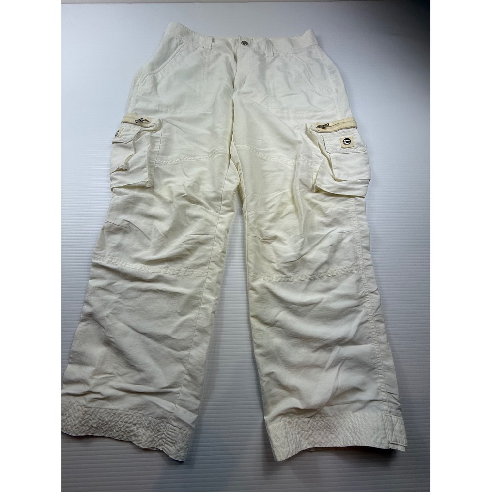 Lauren Active Ralph‎ Lauren White Nylon Cargo Pants Wide Leg Utility Womens 8